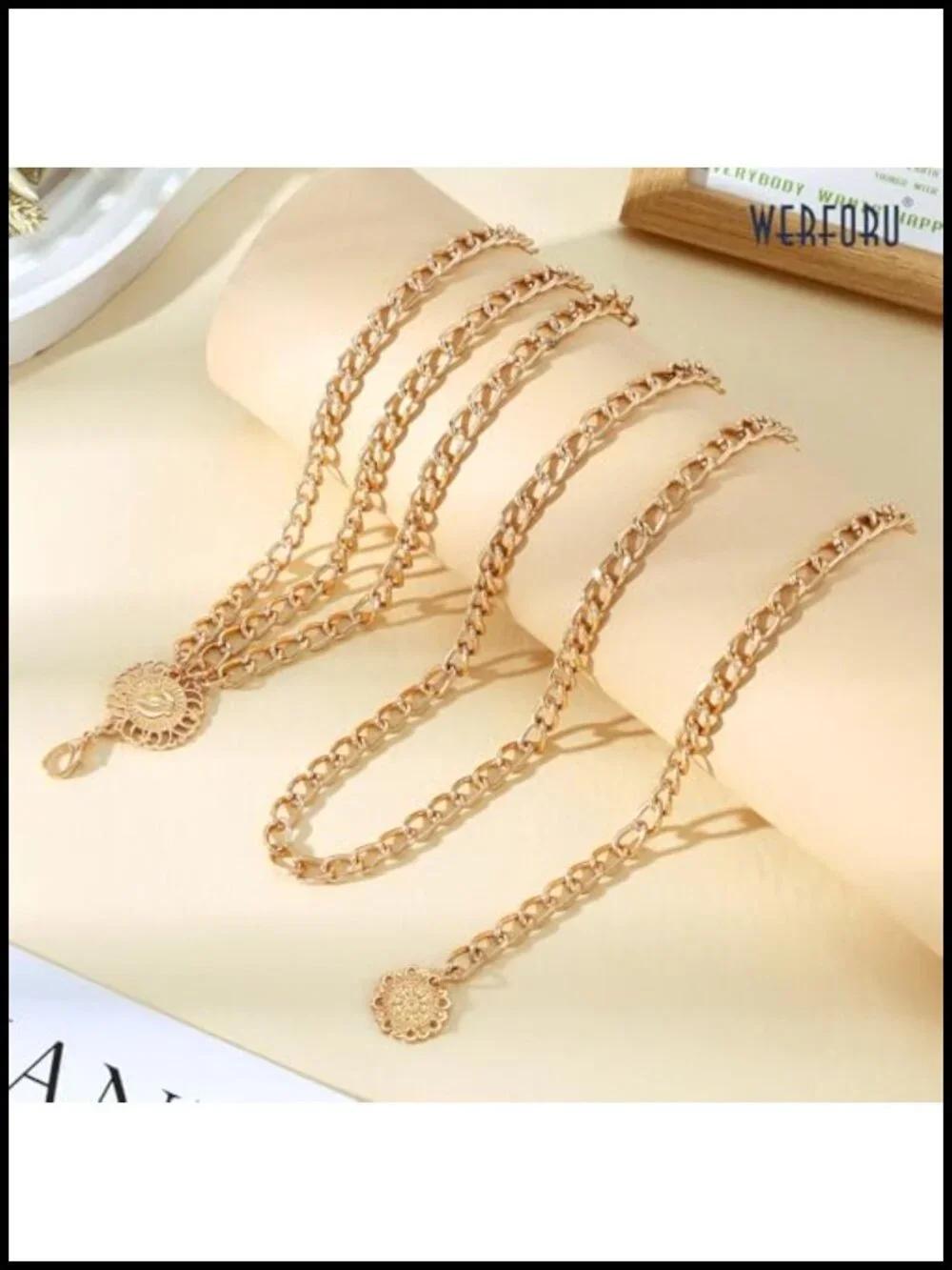 Metal Waist Chain Belt Multilayer Gold Chain Belt for Dress
